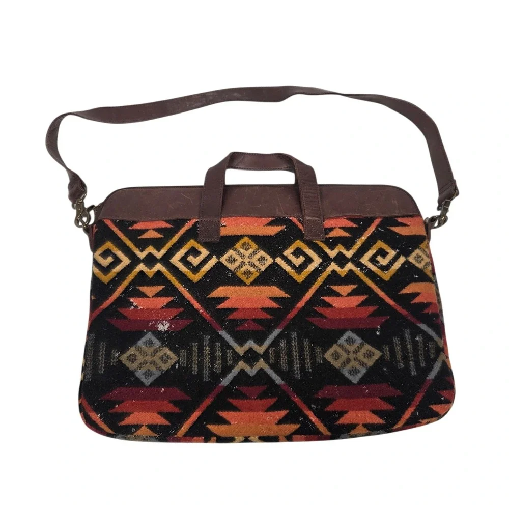 Pendleton Aztec Coyote Butte Wool Leather Laptop Bag Red Black 16